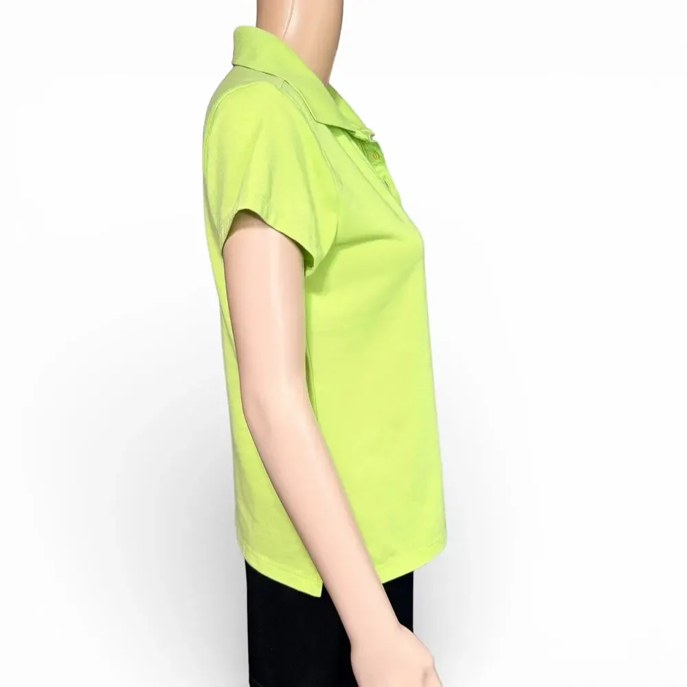 Gloria Vanderbilt Womens Polo T Shirt Top Short Sleeve Collared Neon Green PS